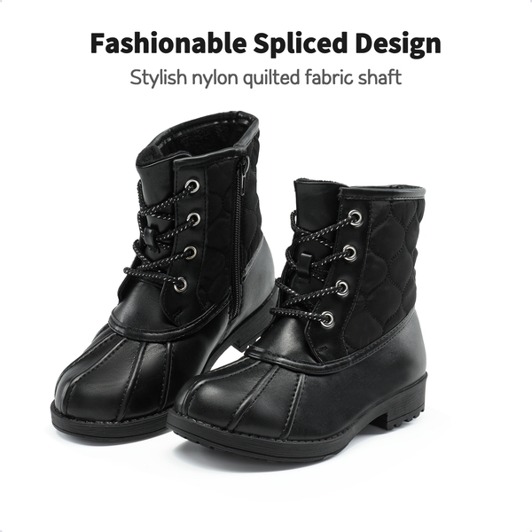 Kids Warm Lining Ankle Boots - BLACK - 2